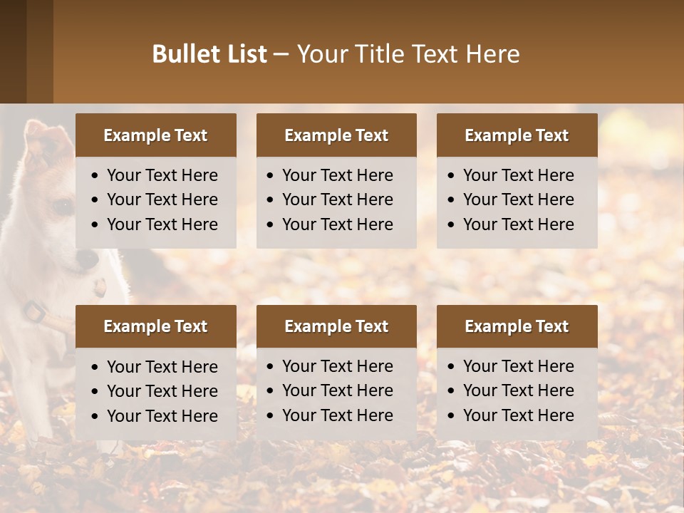 A Small Dog Is Standing In The Leaves PowerPoint Template