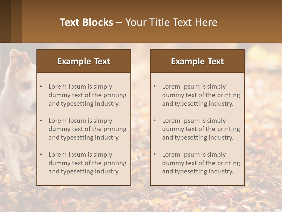 A Small Dog Is Standing In The Leaves PowerPoint Template