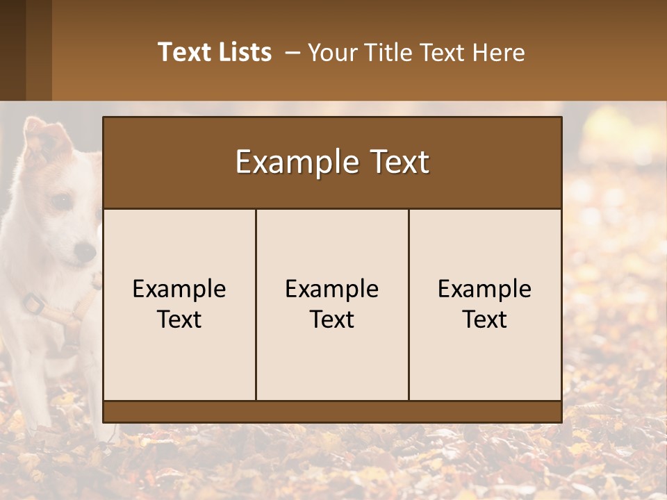 A Small Dog Is Standing In The Leaves PowerPoint Template