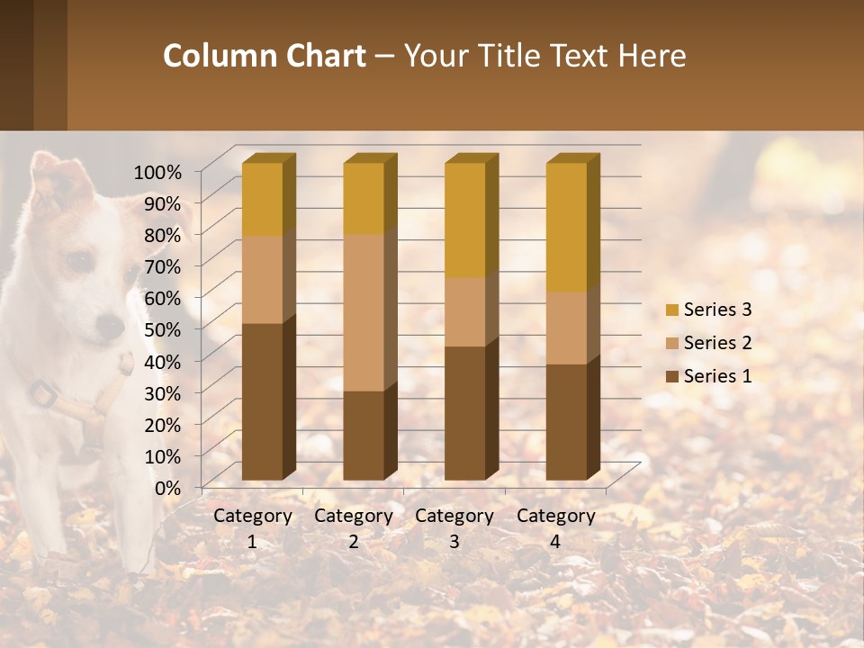 A Small Dog Is Standing In The Leaves PowerPoint Template