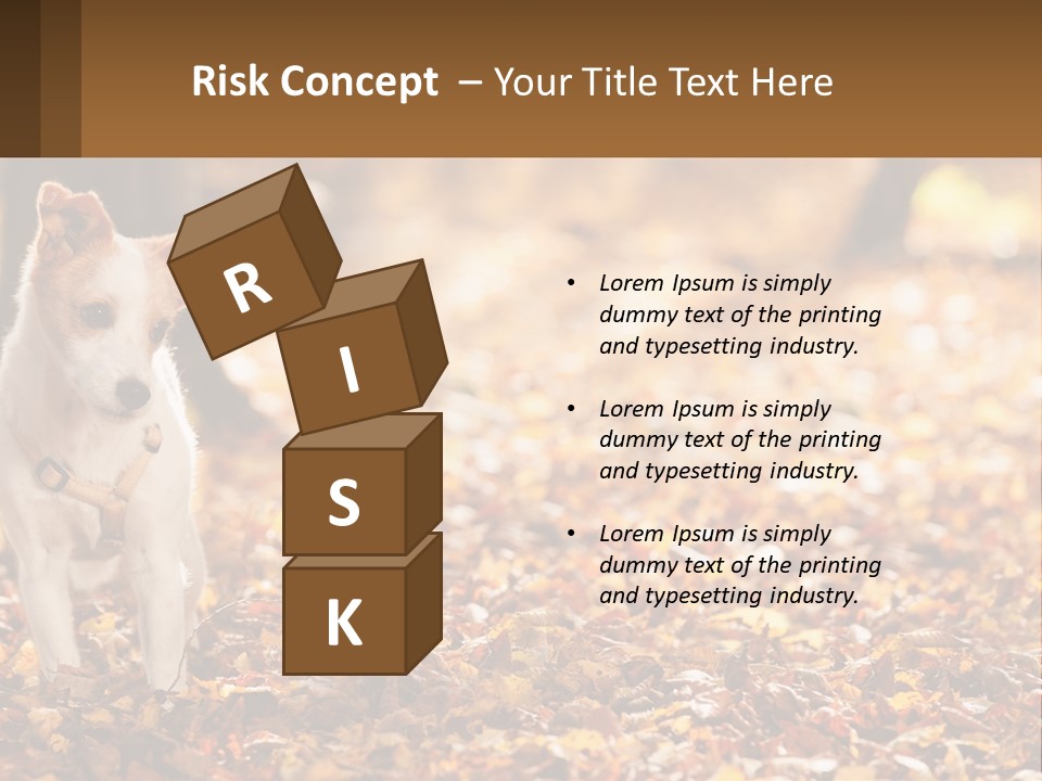 A Small Dog Is Standing In The Leaves PowerPoint Template
