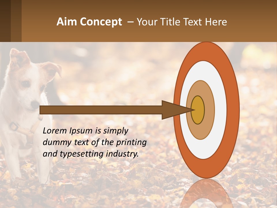 A Small Dog Is Standing In The Leaves PowerPoint Template