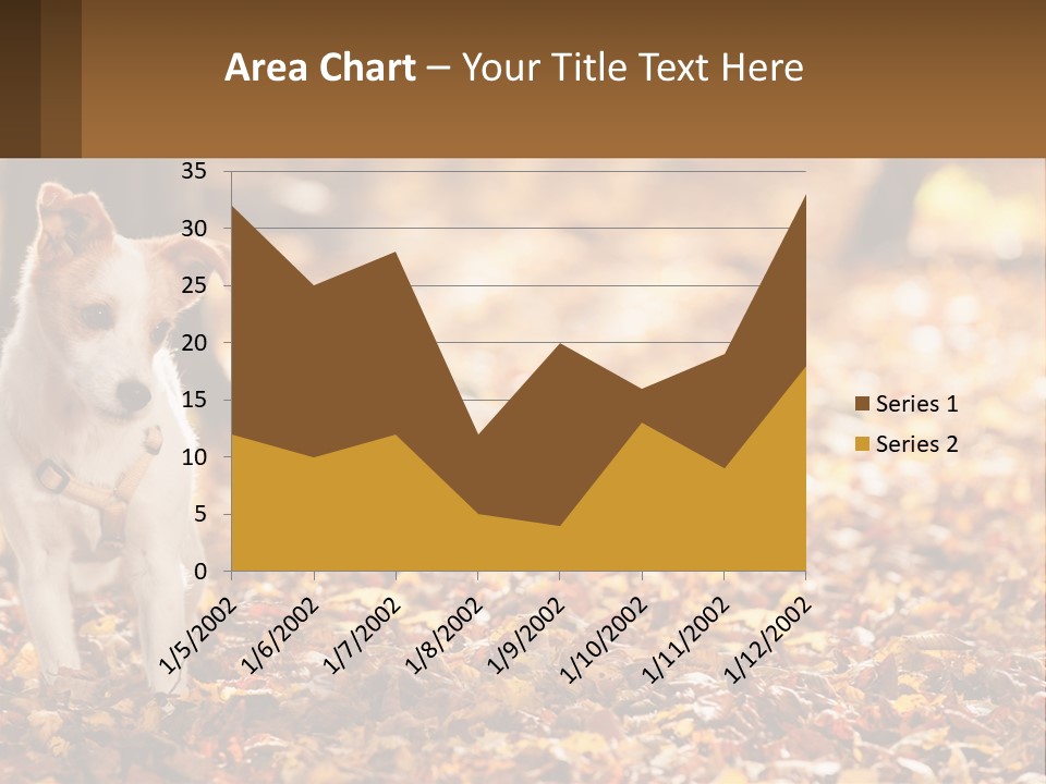 A Small Dog Is Standing In The Leaves PowerPoint Template