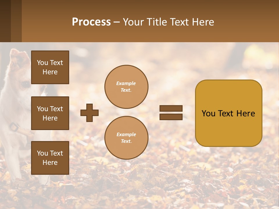 A Small Dog Is Standing In The Leaves PowerPoint Template