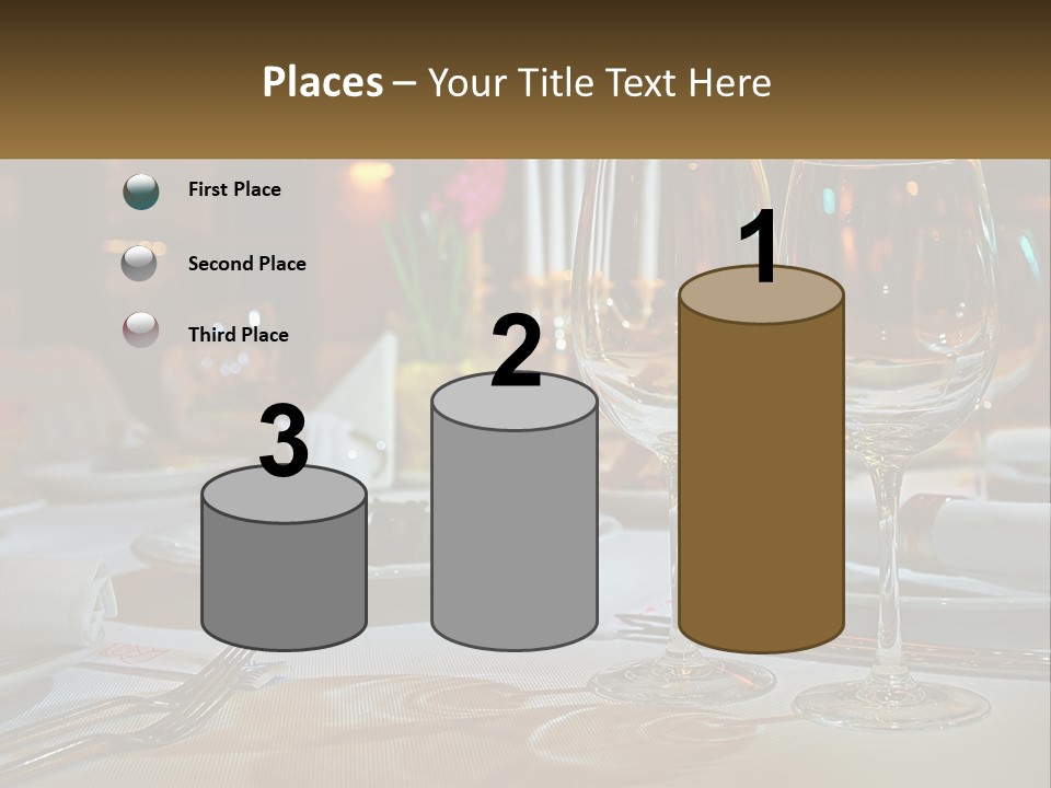 A Table Set For A Formal Dinner With Wine Glasses PowerPoint Template