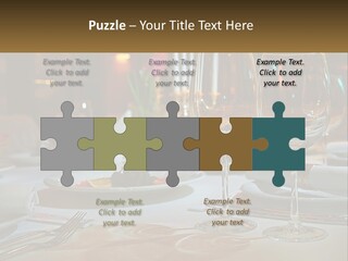 A Table Set For A Formal Dinner With Wine Glasses PowerPoint Template
