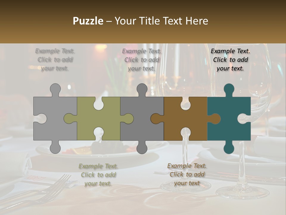 A Table Set For A Formal Dinner With Wine Glasses PowerPoint Template
