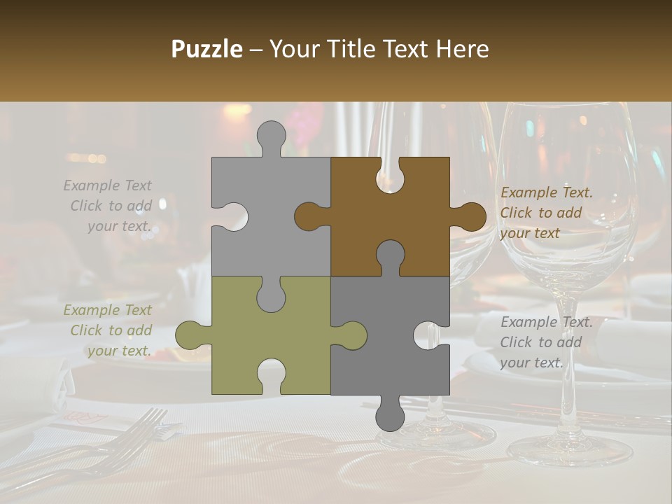 A Table Set For A Formal Dinner With Wine Glasses PowerPoint Template