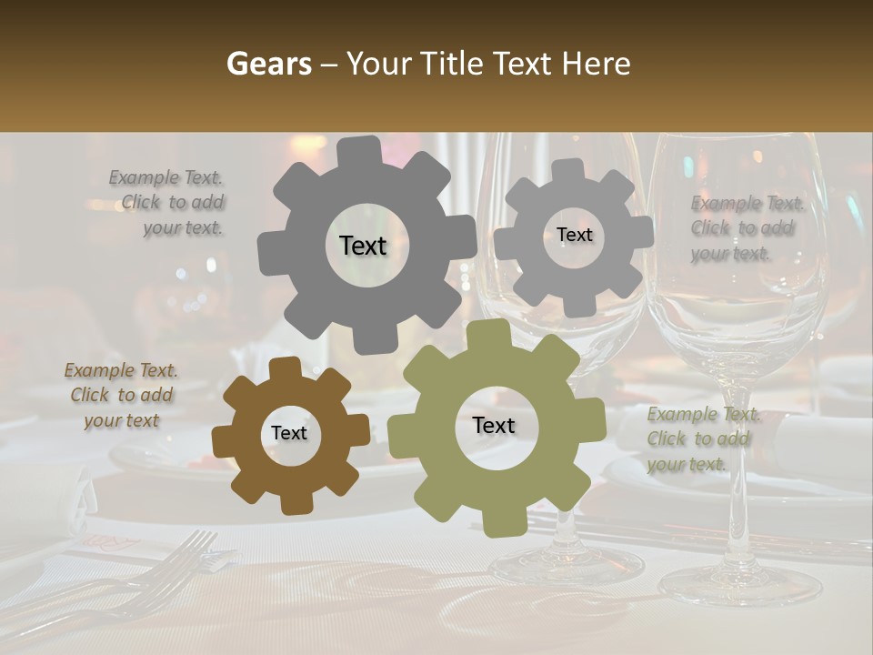A Table Set For A Formal Dinner With Wine Glasses PowerPoint Template