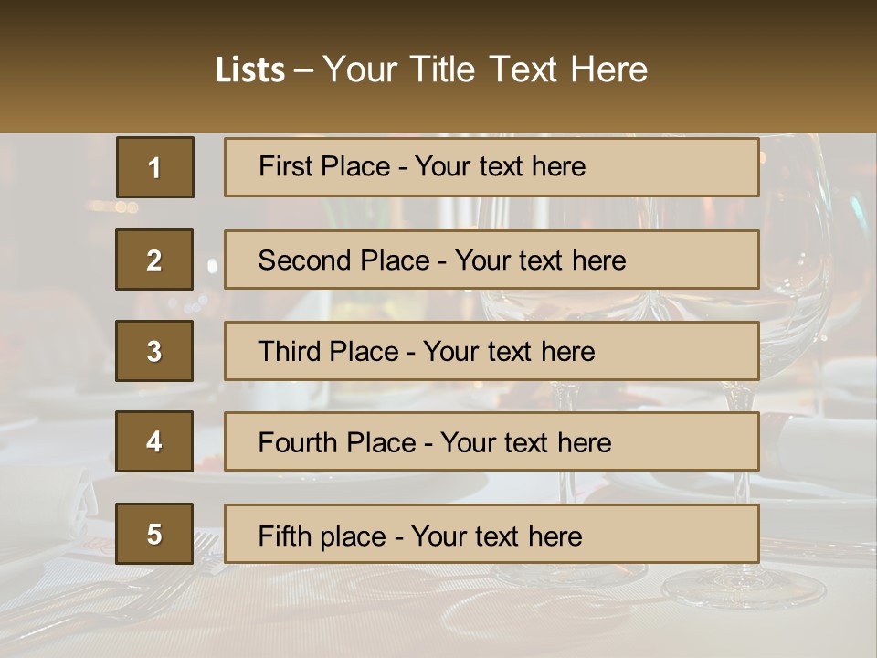 A Table Set For A Formal Dinner With Wine Glasses PowerPoint Template
