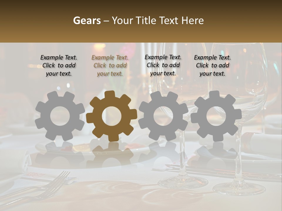 A Table Set For A Formal Dinner With Wine Glasses PowerPoint Template