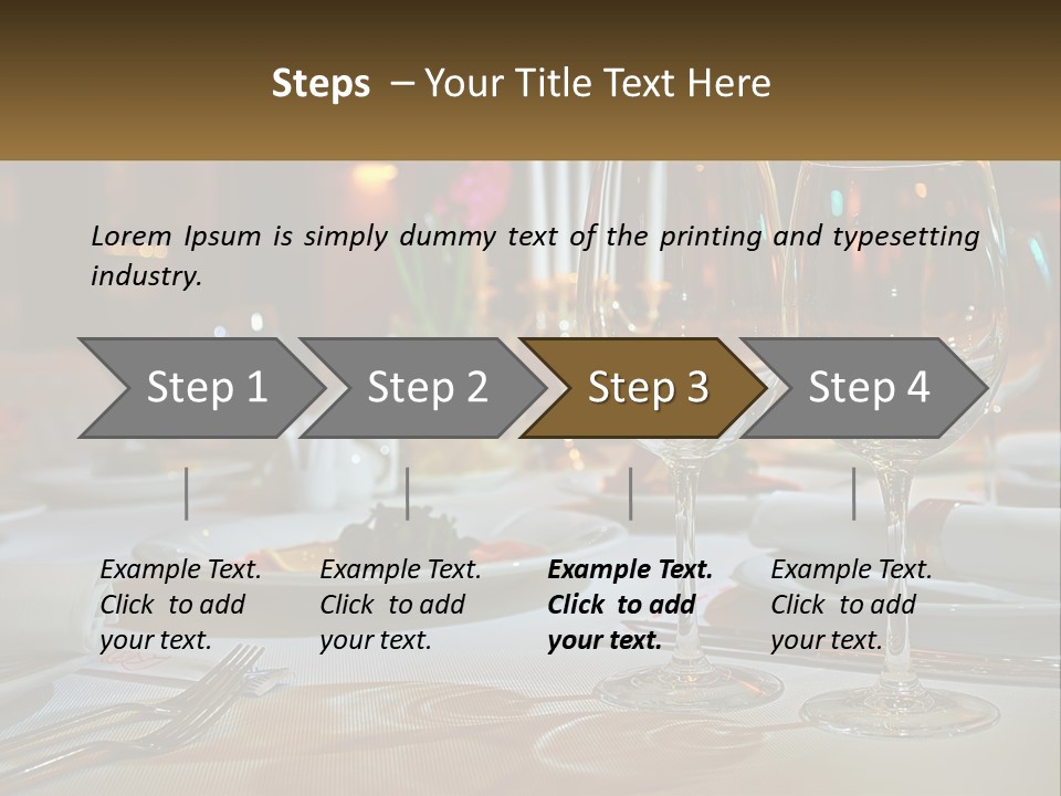 A Table Set For A Formal Dinner With Wine Glasses PowerPoint Template