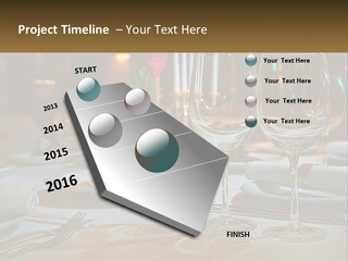 A Table Set For A Formal Dinner With Wine Glasses PowerPoint Template