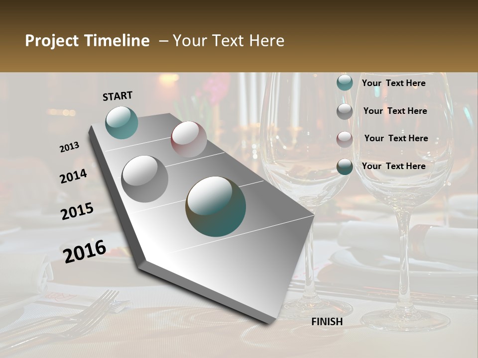 A Table Set For A Formal Dinner With Wine Glasses PowerPoint Template