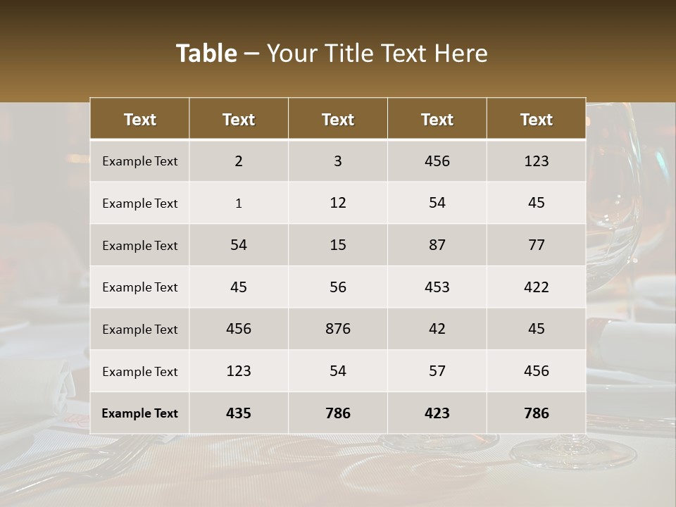 A Table Set For A Formal Dinner With Wine Glasses PowerPoint Template