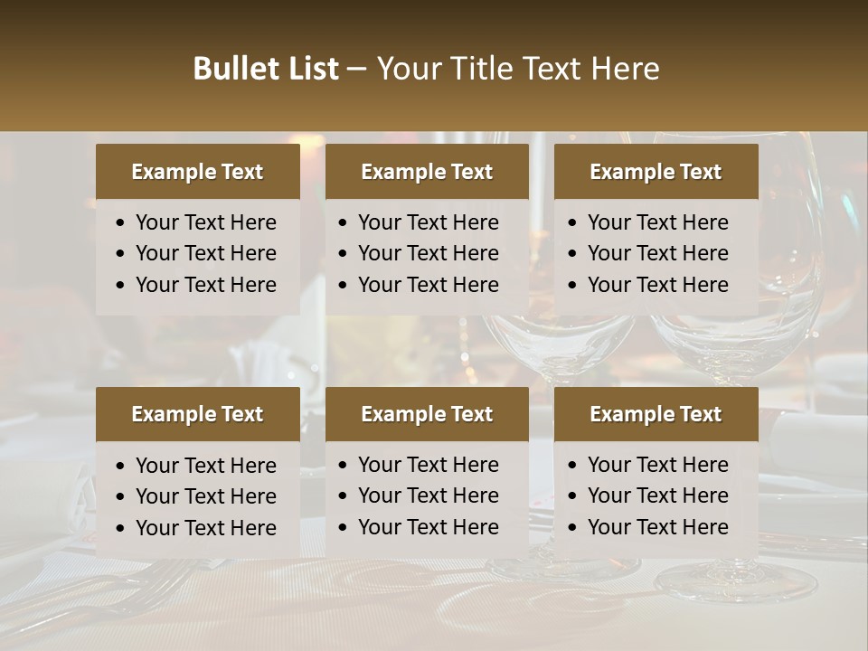 A Table Set For A Formal Dinner With Wine Glasses PowerPoint Template