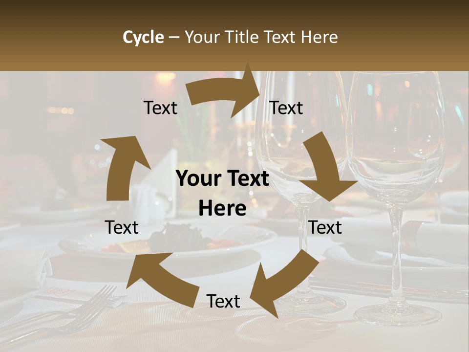 A Table Set For A Formal Dinner With Wine Glasses PowerPoint Template