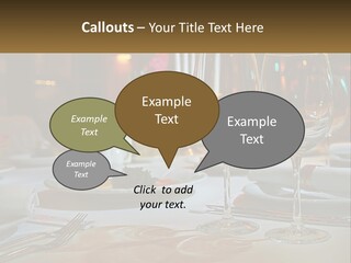 A Table Set For A Formal Dinner With Wine Glasses PowerPoint Template