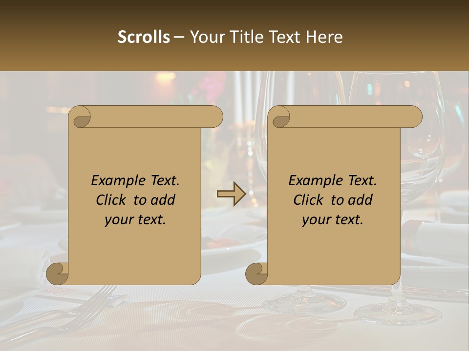 A Table Set For A Formal Dinner With Wine Glasses PowerPoint Template
