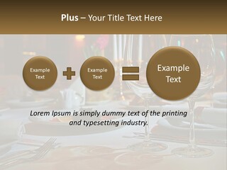 A Table Set For A Formal Dinner With Wine Glasses PowerPoint Template