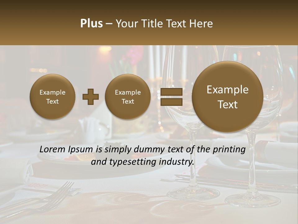 A Table Set For A Formal Dinner With Wine Glasses PowerPoint Template