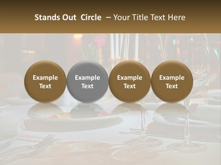 A Table Set For A Formal Dinner With Wine Glasses PowerPoint Template