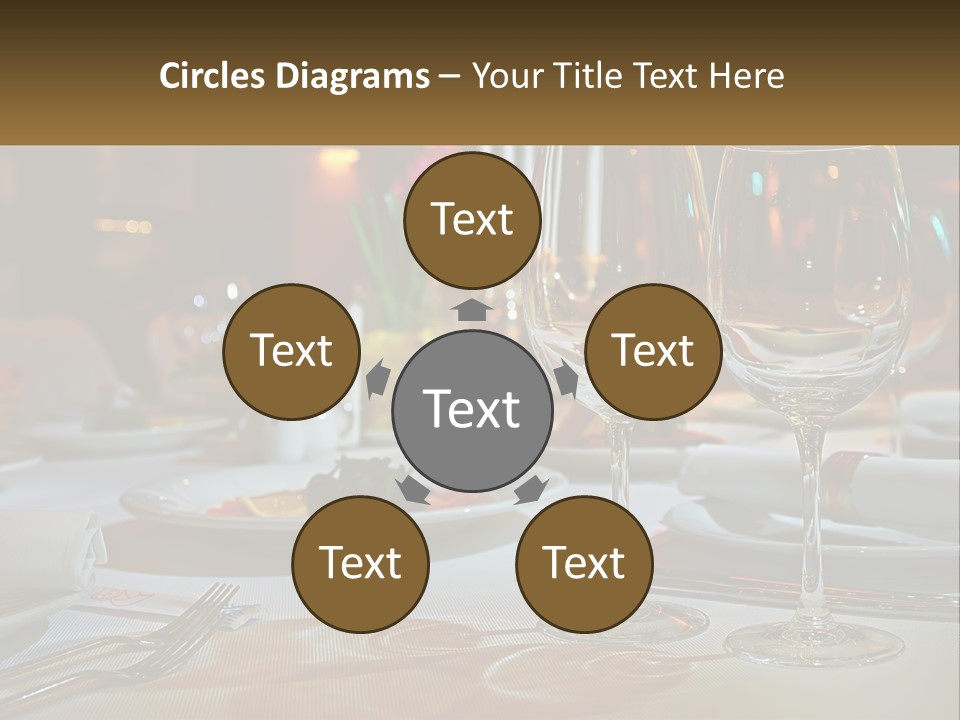 A Table Set For A Formal Dinner With Wine Glasses PowerPoint Template
