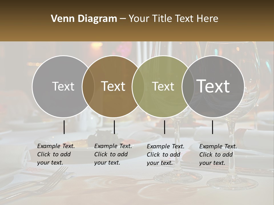 A Table Set For A Formal Dinner With Wine Glasses PowerPoint Template