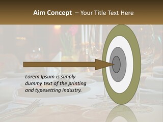 A Table Set For A Formal Dinner With Wine Glasses PowerPoint Template