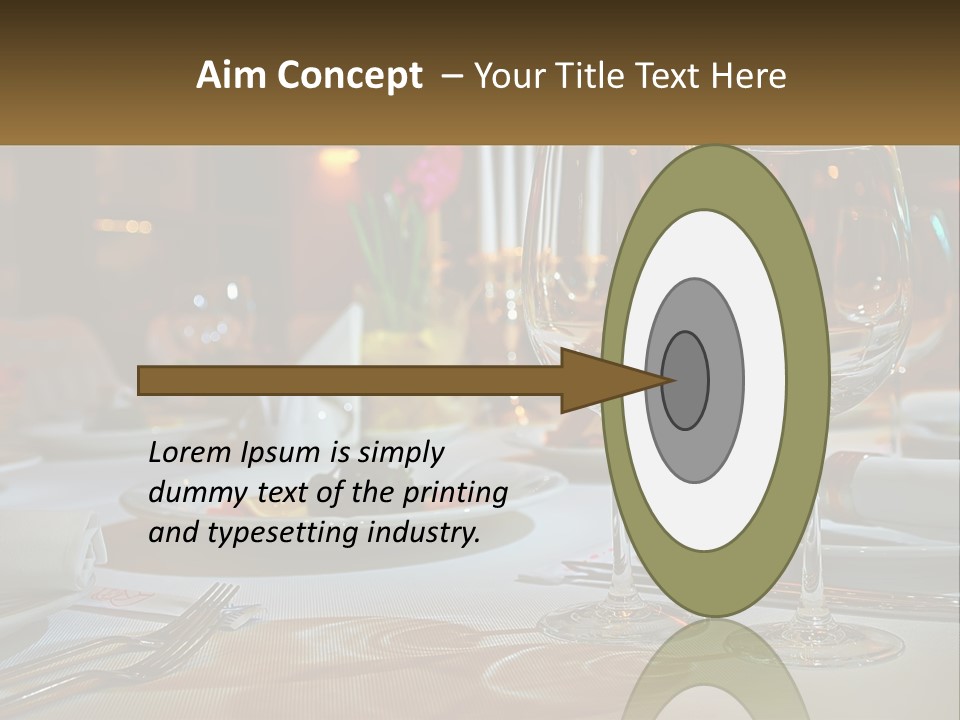 A Table Set For A Formal Dinner With Wine Glasses PowerPoint Template