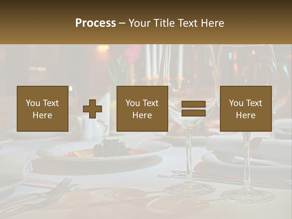 A Table Set For A Formal Dinner With Wine Glasses PowerPoint Template