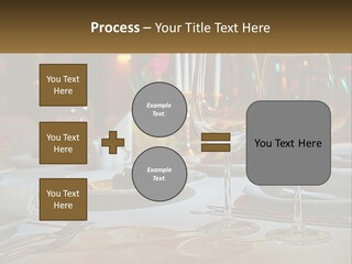 A Table Set For A Formal Dinner With Wine Glasses PowerPoint Template