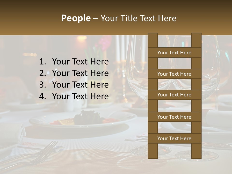 A Table Set For A Formal Dinner With Wine Glasses PowerPoint Template