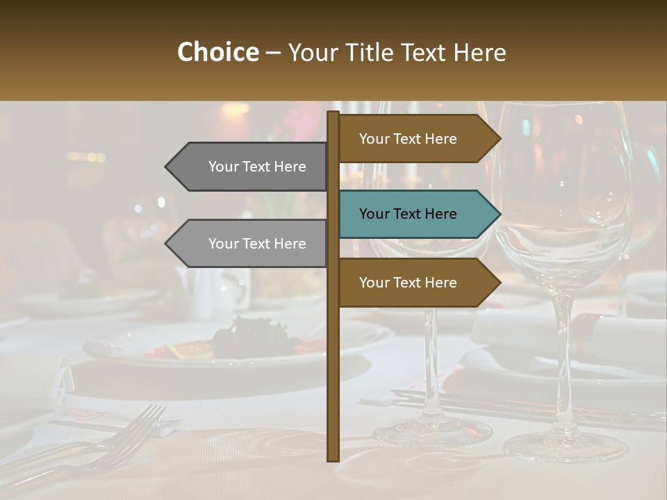 A Table Set For A Formal Dinner With Wine Glasses PowerPoint Template