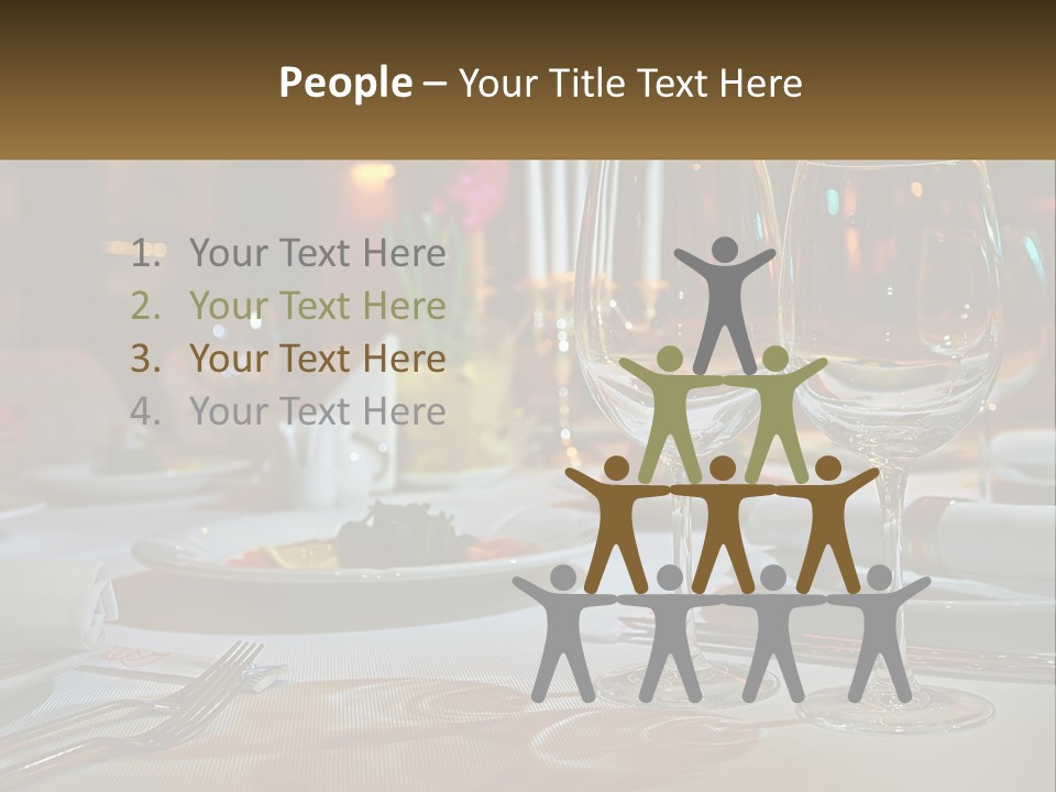 A Table Set For A Formal Dinner With Wine Glasses PowerPoint Template