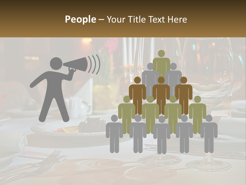 A Table Set For A Formal Dinner With Wine Glasses PowerPoint Template