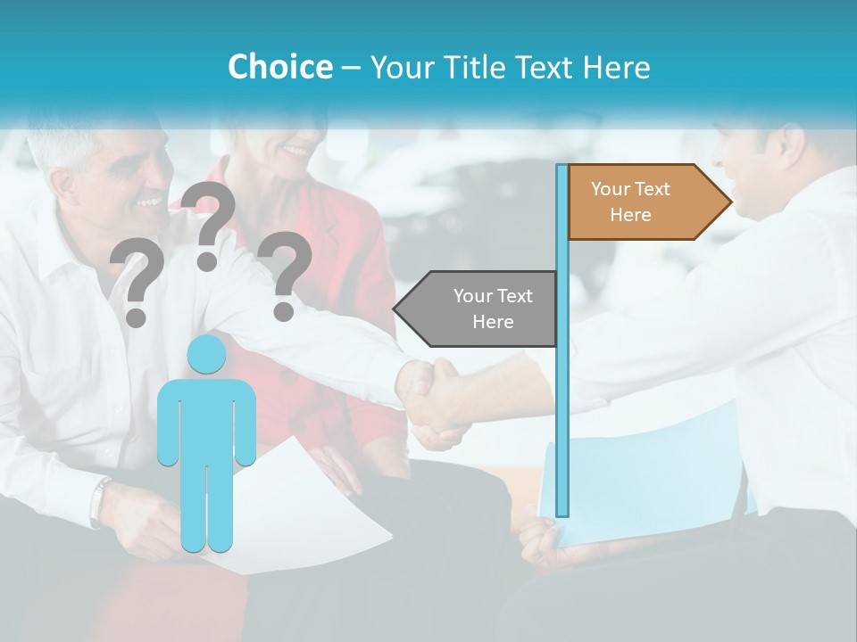A Couple Of People Shaking Hands Over A Piece Of Paper PowerPoint Template