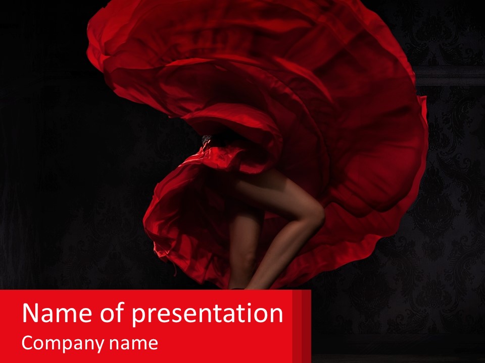 A Woman In A Red Dress Is Dancing PowerPoint Template
