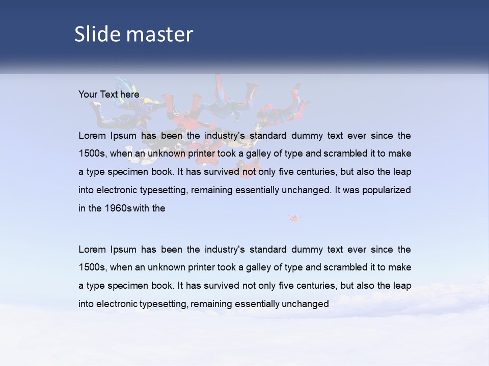 A Group Of People Flying Through The Air On Parachutes PowerPoint Template