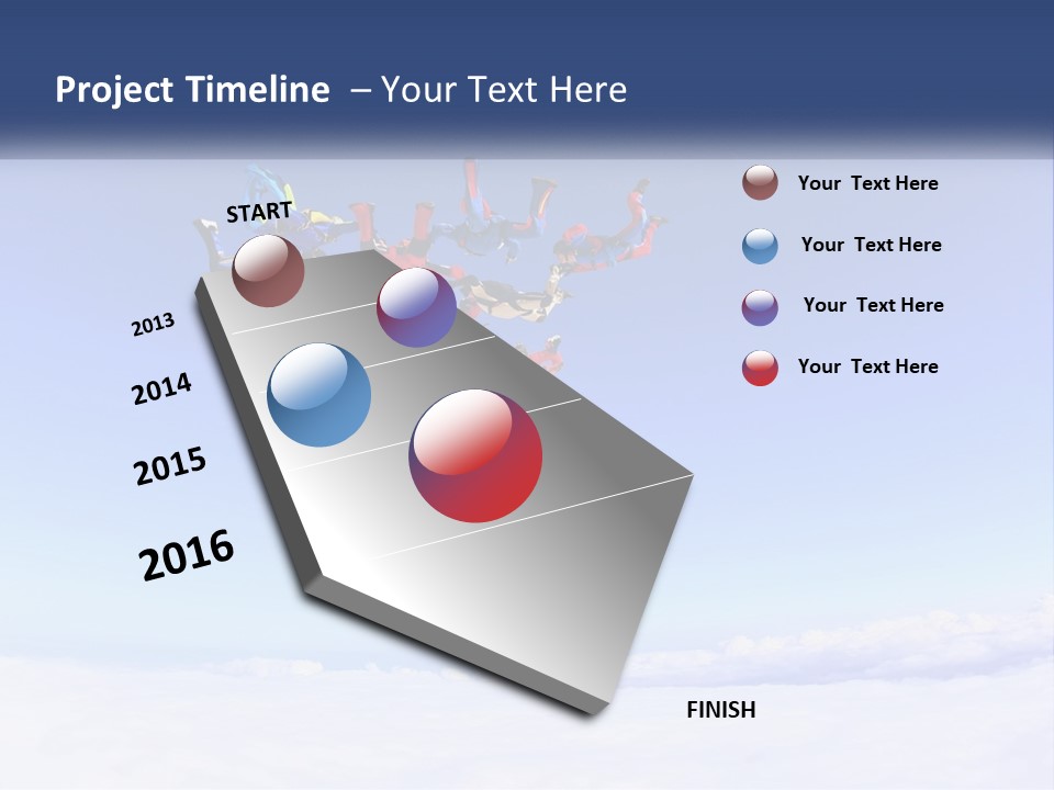 A Group Of People Flying Through The Air On Parachutes PowerPoint Template