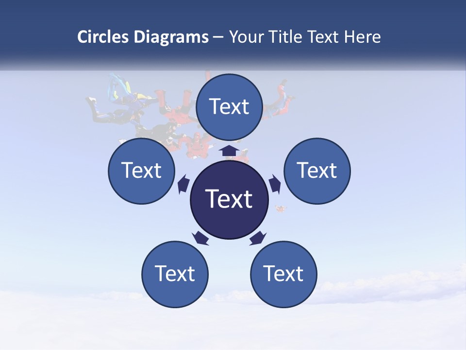 A Group Of People Flying Through The Air On Parachutes PowerPoint Template