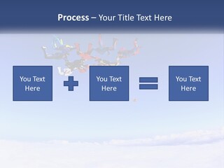 A Group Of People Flying Through The Air On Parachutes PowerPoint Template