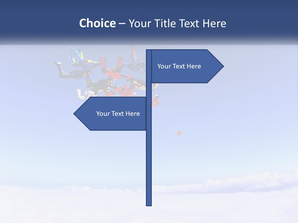 A Group Of People Flying Through The Air On Parachutes PowerPoint Template