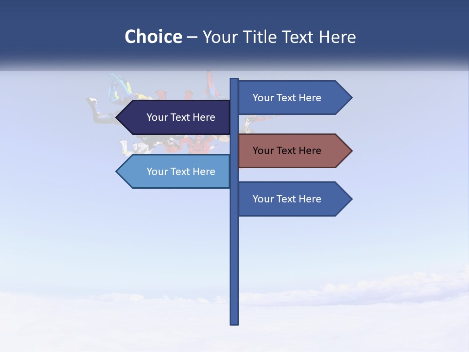 A Group Of People Flying Through The Air On Parachutes PowerPoint Template