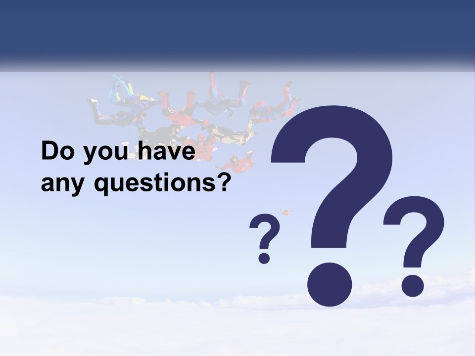 A Group Of People Flying Through The Air On Parachutes PowerPoint Template