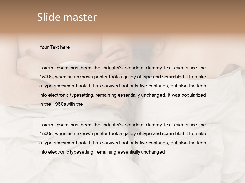 A Man And Woman Laying In Bed With Their Arms Crossed PowerPoint Template