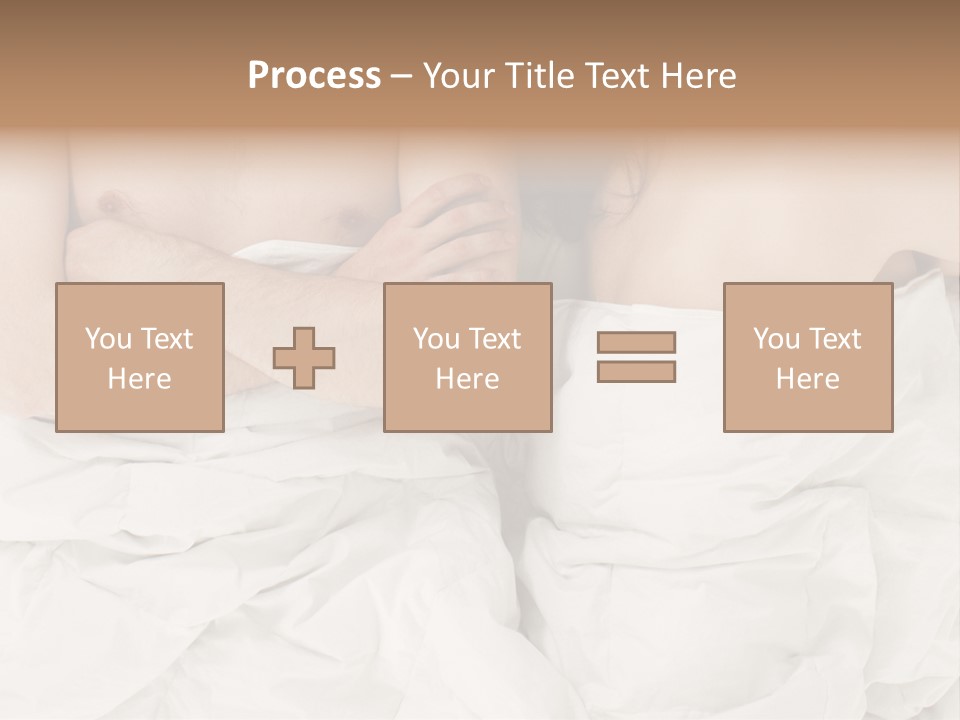 A Man And Woman Laying In Bed With Their Arms Crossed PowerPoint Template