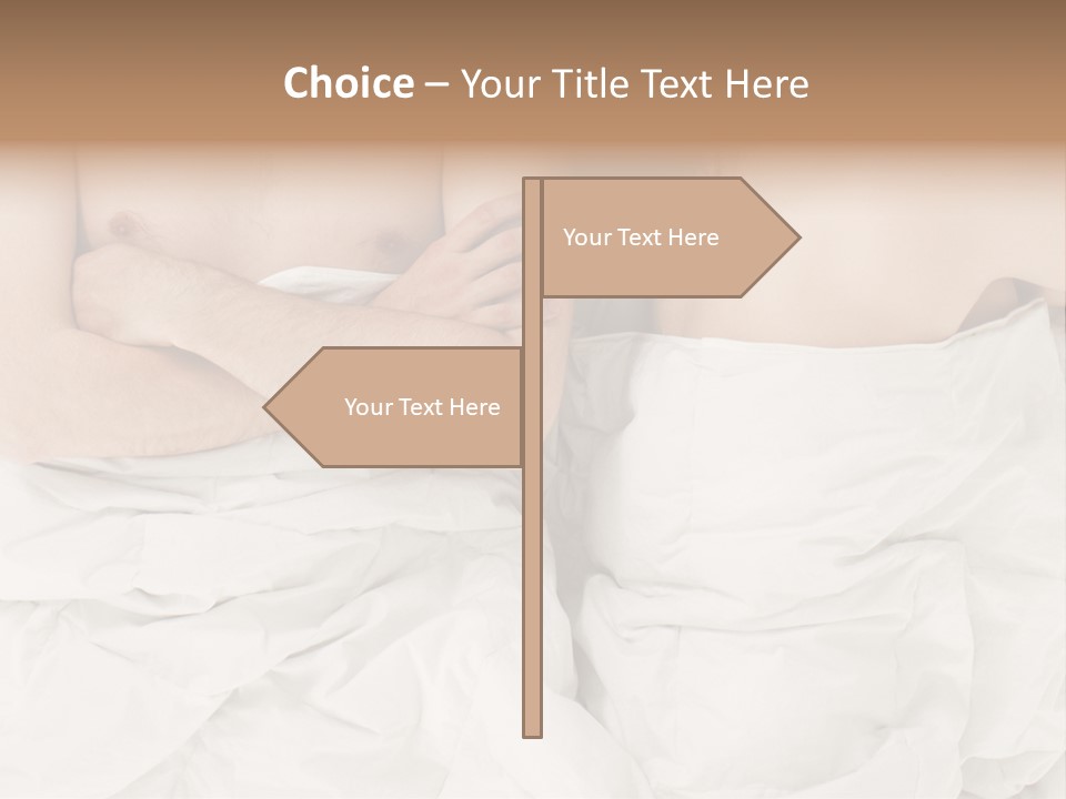 A Man And Woman Laying In Bed With Their Arms Crossed PowerPoint Template