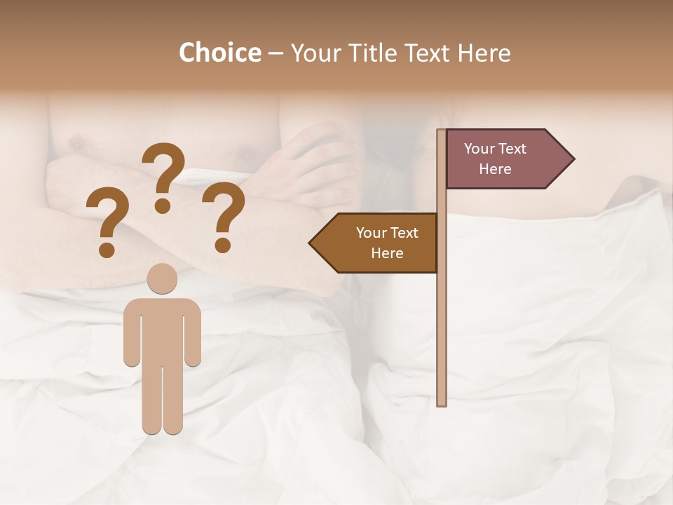 A Man And Woman Laying In Bed With Their Arms Crossed PowerPoint Template
