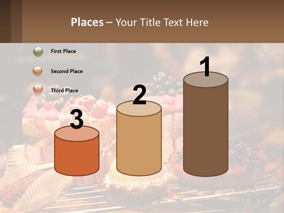 A Table Topped With Cakes And Pastries Covered In Icing PowerPoint Template